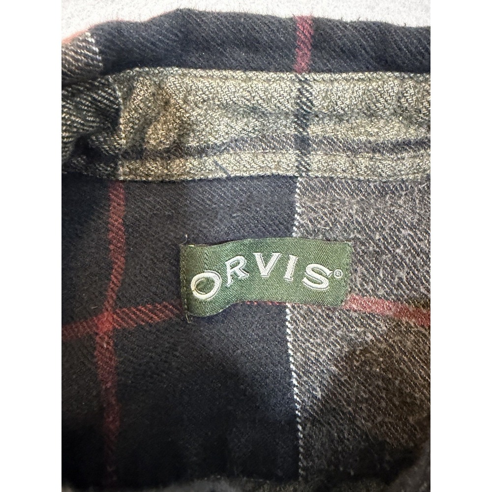 Orvis Plaid Flannel Button Down Heavyweight 100% Cotton Outdoors Workwear - Picture 6 of 8
